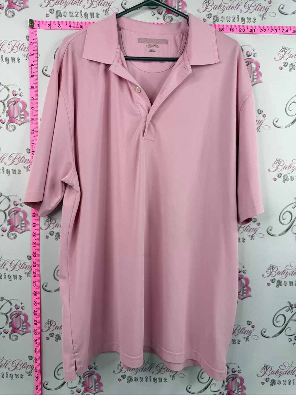 Ben Sherman tshirt polo golf style embroidered fish shark Pink Men's Dress Shirt
